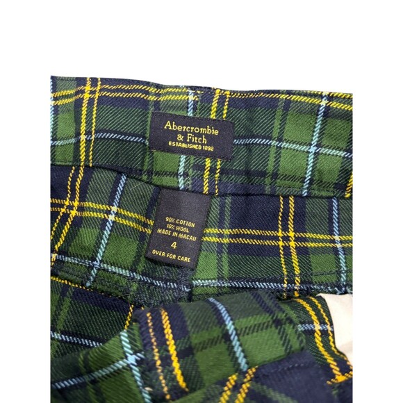 90s Y2K Abercrombie & Fitch Green Taran Plaid Micro Mini Skirt Sz 4 Clueless - Picture 5 of 5